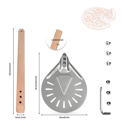Skorter for pizza in aluminum with long handle