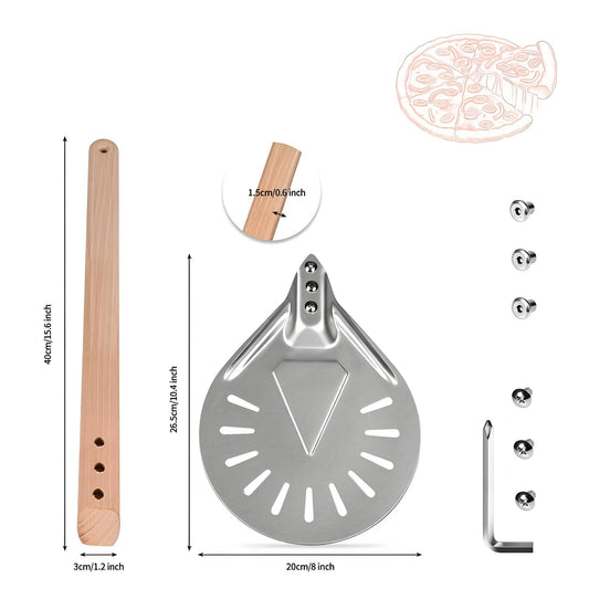 Skorter for pizza in aluminum with long handle