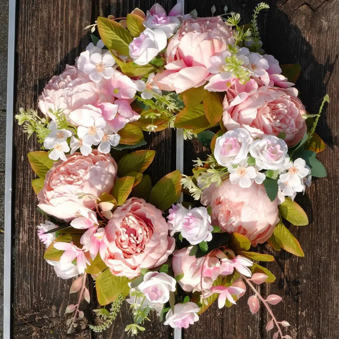 Skorter | AutumnGlow Autumn Wreath - Artificial Wreath with Realistic Peonies for Outdoors