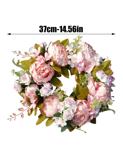 Skorter | AutumnGlow Autumn Wreath - Artificial Wreath with Realistic Peonies for Outdoors