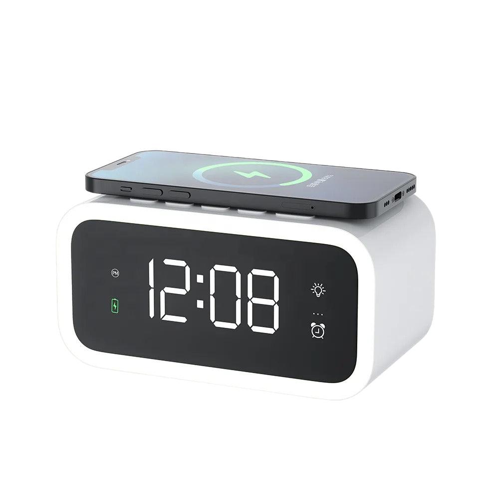 Skorter | 2-in-1 Alarm Clock with Wireless Charger – Digital LED Display | Qi-Compatible