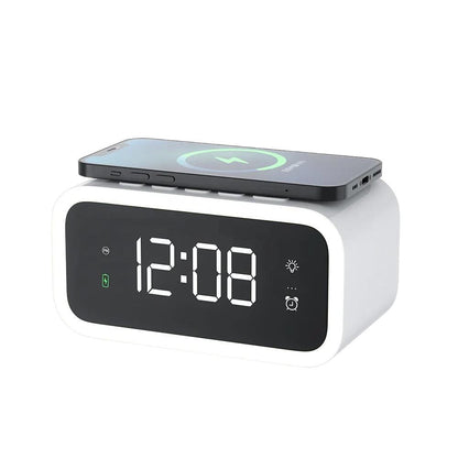 Skorter | 2-in-1 Alarm Clock with Wireless Charger – Digital LED Display | Qi-Compatible