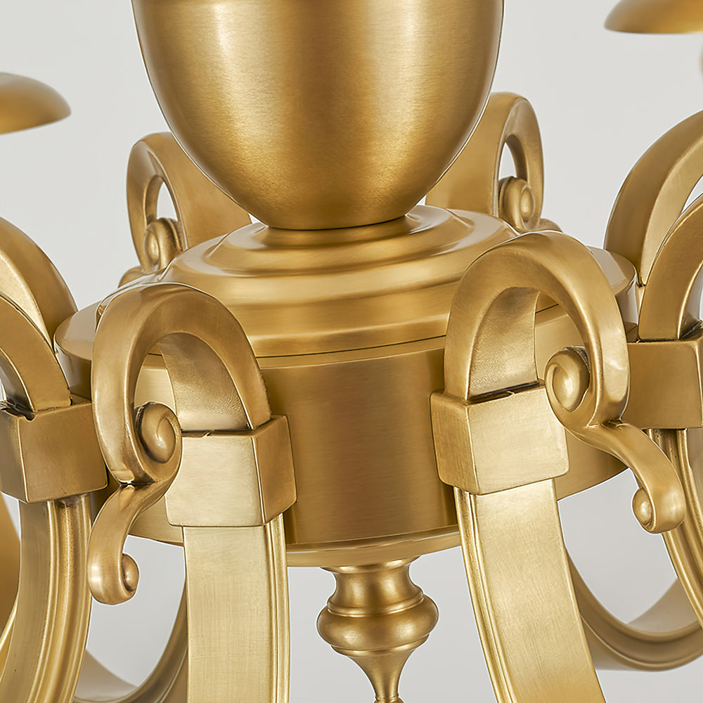Pleated Brass Chandelier
