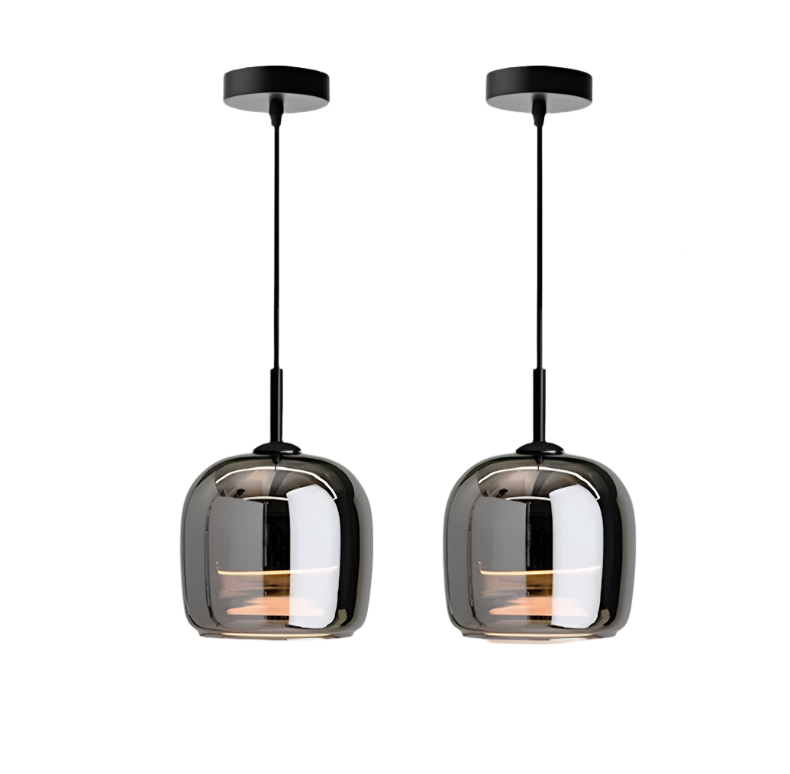 Skorter | Nordic Black Glass Pendant Light Fixture - Modern Hanging Lamp for Kitchen Island & Dining Room