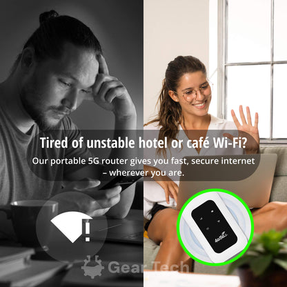 Skorter | Portable 5G Wi-Fi Router | Secure, High-Speed Connection for Travel & Home Use