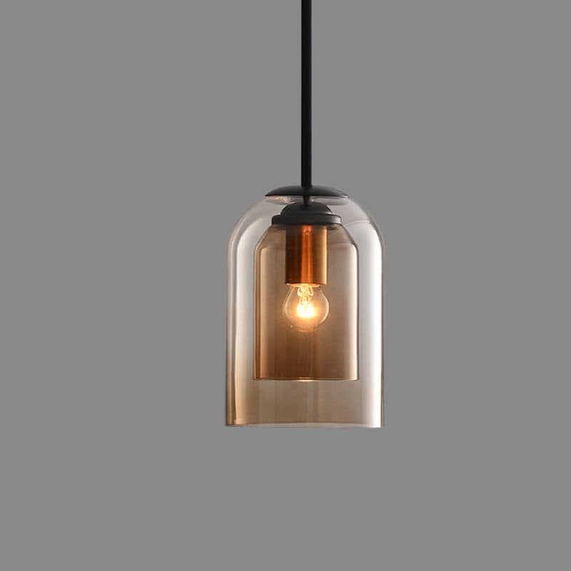 Skorter | Mica Mid-Century Pendant Lamp – Double Glass Shade with Iron Fittings