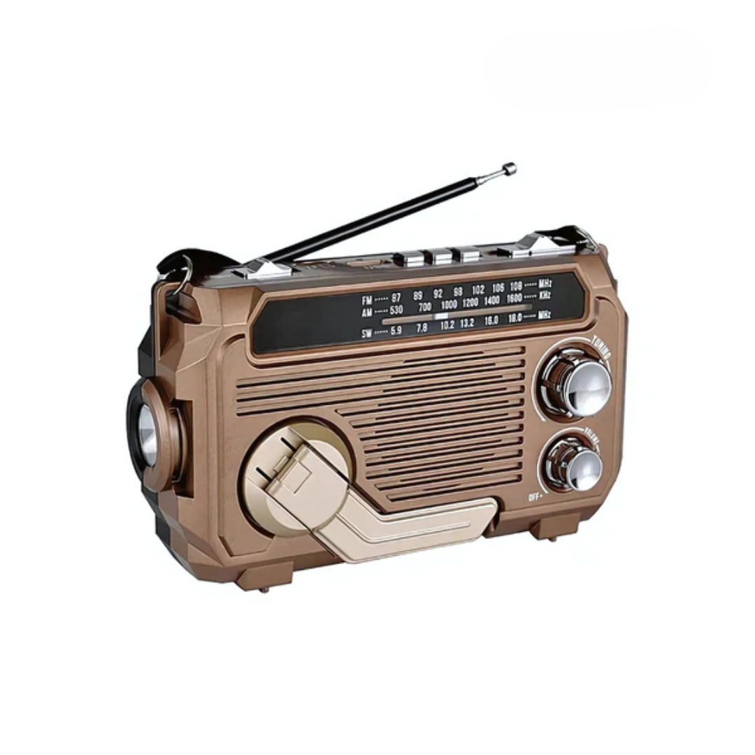 Skorter | SafeWave Emergency Radio with Built-in Power Bank – Hand Crank, Solar & USB Charging, AM/FM, LED Torch & SOS Alert