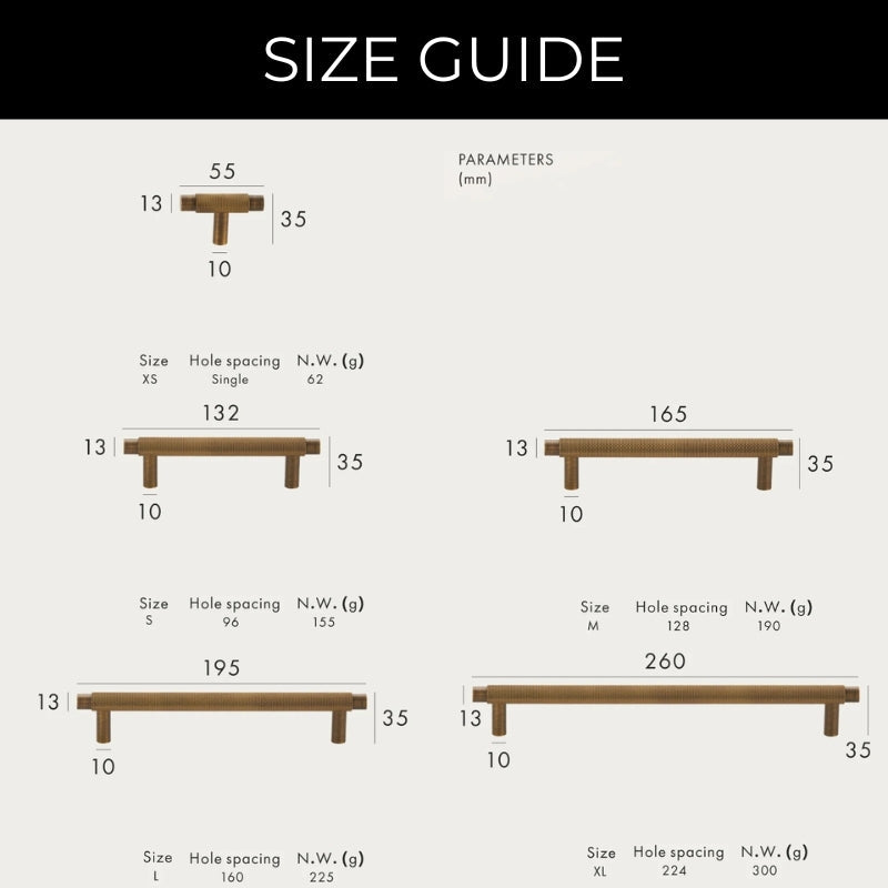 Skorter | Harrison Vintage Brass Knurled Furniture Handles