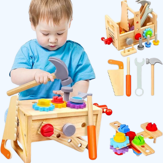 Skorter | 29-Piece Wooden Tool Box Set | Montessori STEM Educational Construction Toy for Kids Aged 2 to 6