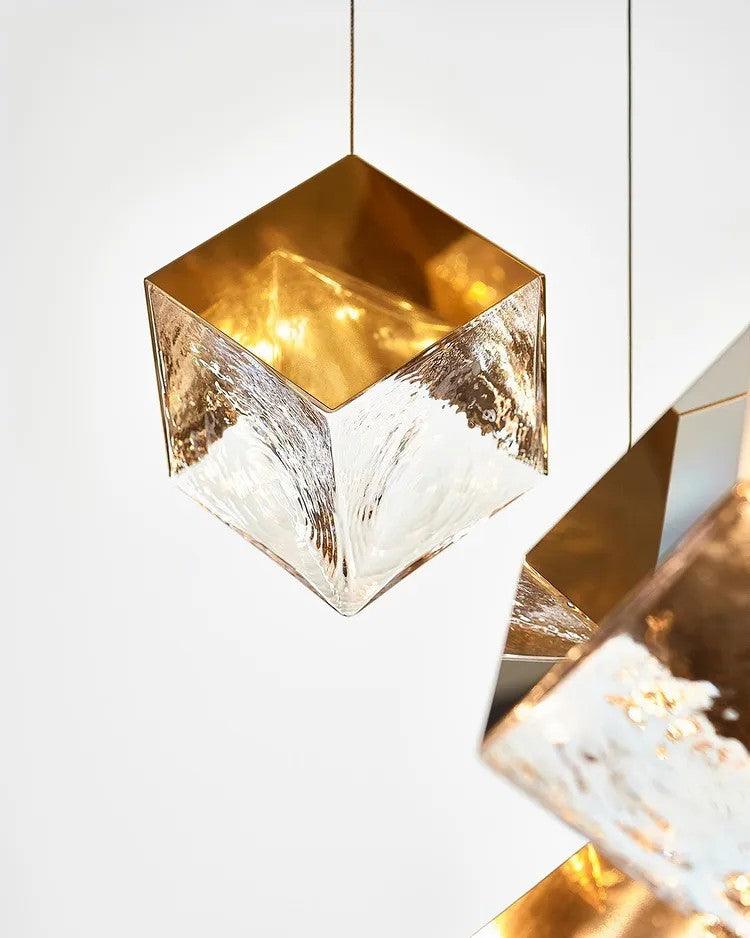 Gold Silver Geometric Glass Chandelier