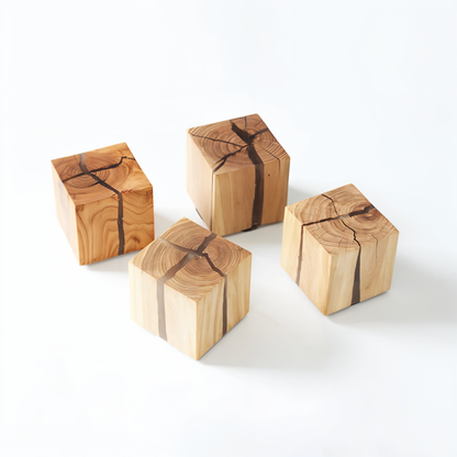 Skorter | QuadCrackle Wooden Wall Light – Handcrafted LED Wall Lamp with Artistic Crackle Design