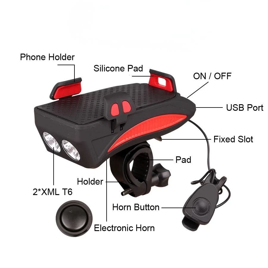 Skorter | Compact 4-in-1 bicycle device with horn, light & charging function