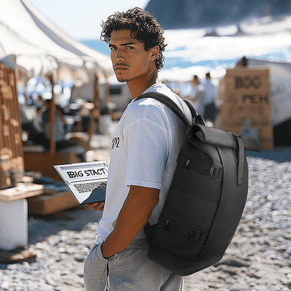Skorter | Expandable outdoor backpack with laptop compartment, rolltop & theft protection