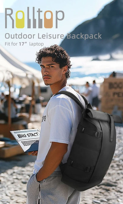 Skorter | Expandable outdoor backpack with laptop compartment, rolltop & theft protection