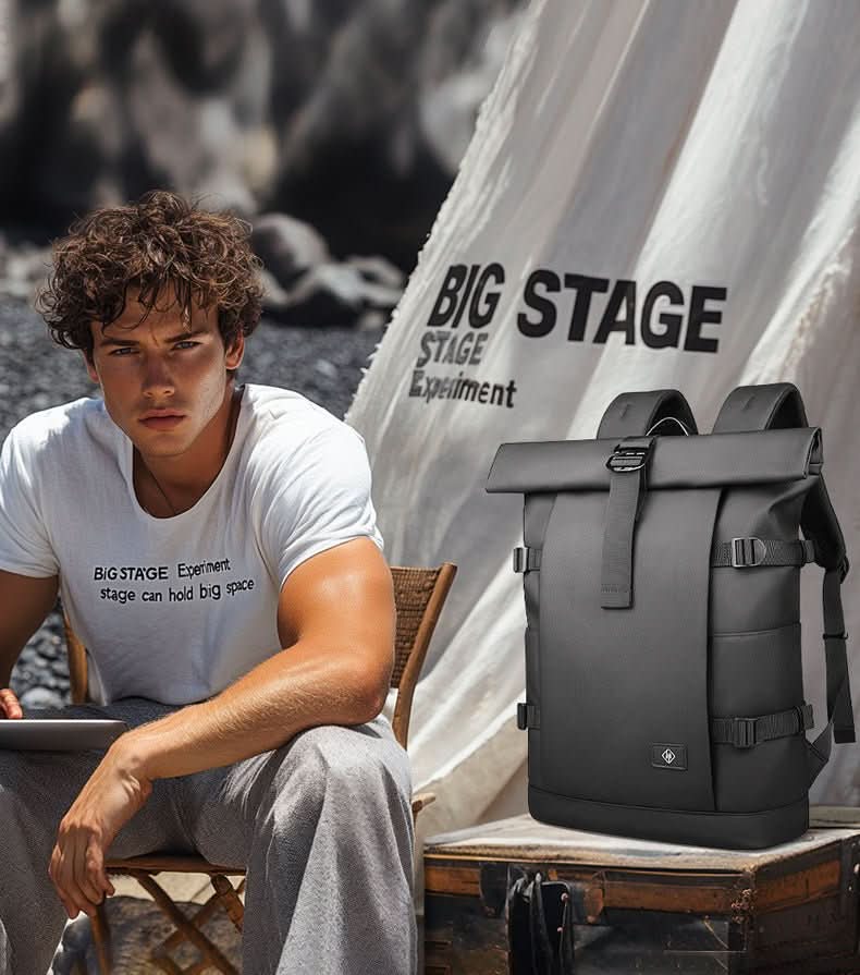 Skorter | Expandable outdoor backpack with laptop compartment, rolltop & theft protection