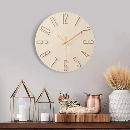 Skorter | Frameless Wall Clock Made of Wood – Nordic Minimalist Silent Clock for Modern Home Decor