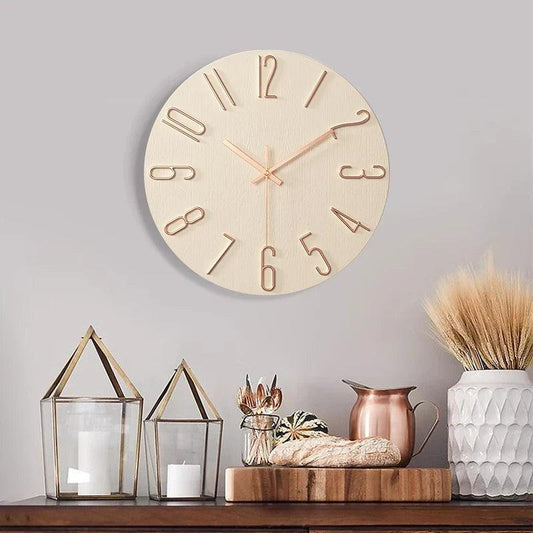 Skorter | Frameless Wall Clock Made of Wood – Nordic Minimalist Silent Clock for Modern Home Decor