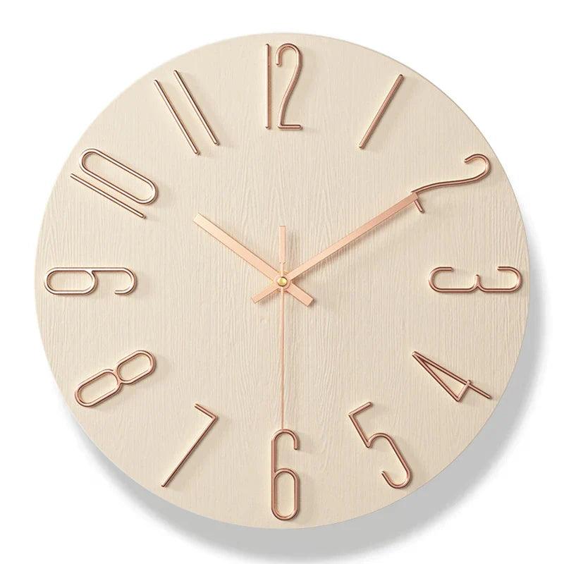 Skorter | Frameless Wall Clock Made of Wood – Nordic Minimalist Silent Clock for Modern Home Decor