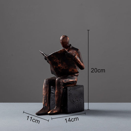 Skorter | Reader Sculpture Book Stand Book Support Abstract Character Resin Statue Desk Decoration Figurines Statuette Nordic Home Décor
