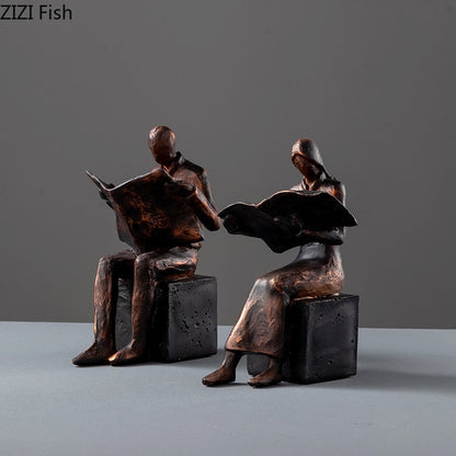 Skorter | Reader Sculpture Book Stand Book Support Abstract Character Resin Statue Desk Decoration Figurines Statuette Nordic Home Décor