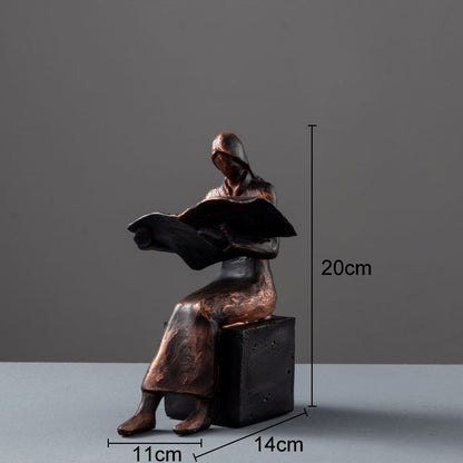 Skorter | Reader Sculpture Book Stand Book Support Abstract Character Resin Statue Desk Decoration Figurines Statuette Nordic Home Décor