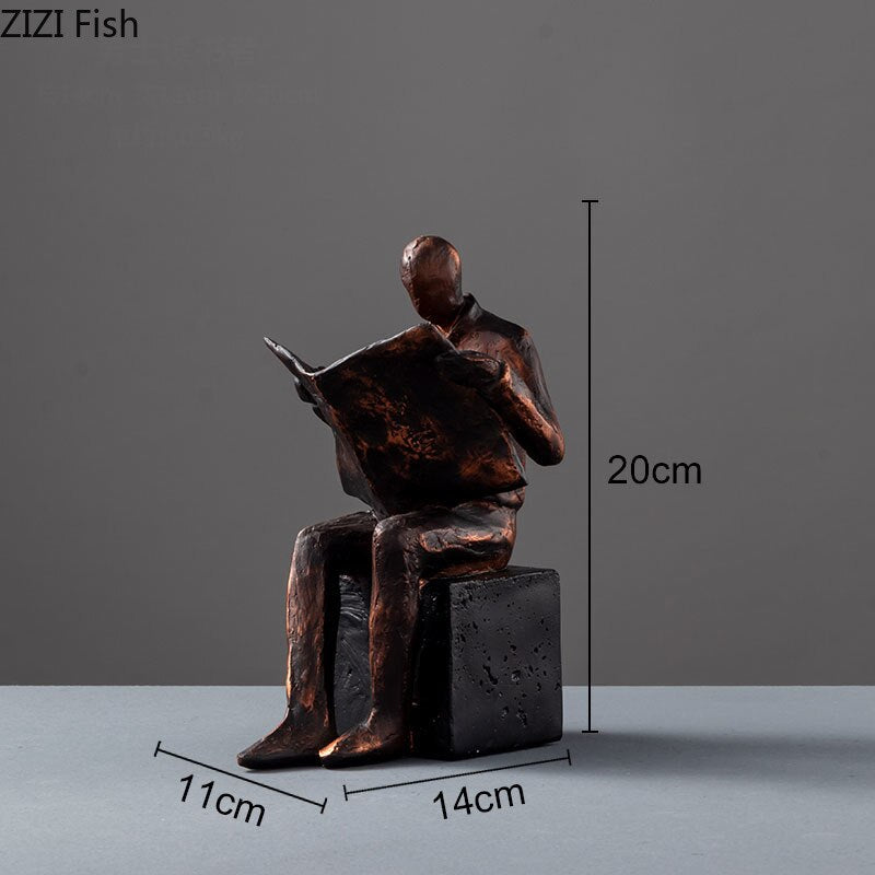 Skorter | Reader Sculpture Book Stand Book Support Abstract Character Resin Statue Desk Decoration Figurines Statuette Nordic Home Décor