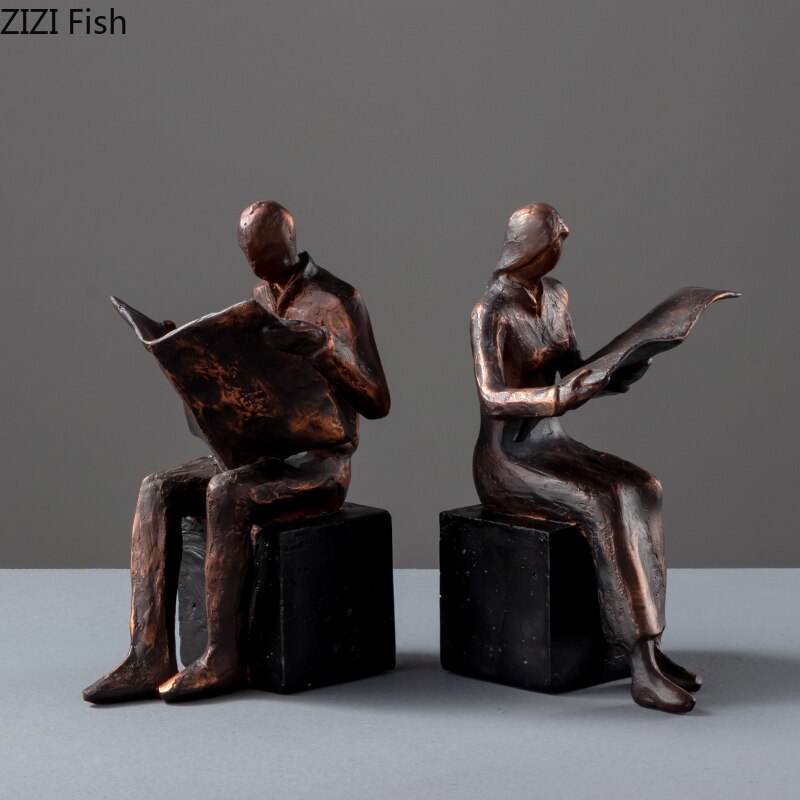 Skorter | Reader Sculpture Book Stand Book Support Abstract Character Resin Statue Desk Decoration Figurines Statuette Nordic Home Décor