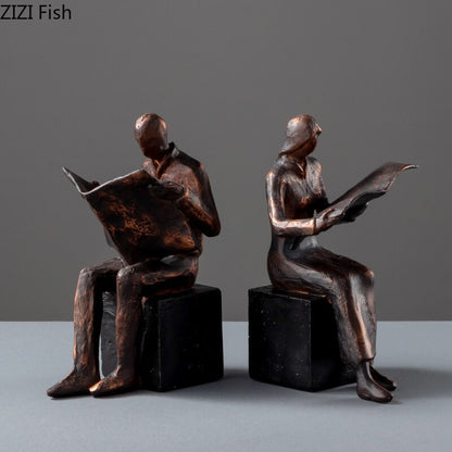 Skorter | Reader Sculpture Book Stand Book Support Abstract Character Resin Statue Desk Decoration Figurines Statuette Nordic Home Décor