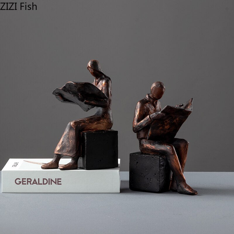 Skorter | Reader Sculpture Book Stand Book Support Abstract Character Resin Statue Desk Decoration Figurines Statuette Nordic Home Décor
