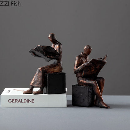 Skorter | Reader Sculpture Book Stand Book Support Abstract Character Resin Statue Desk Decoration Figurines Statuette Nordic Home Décor