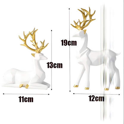 Skorter | Geometric Reindeer Figurine Set – Modern 2-piece Resin Decoration