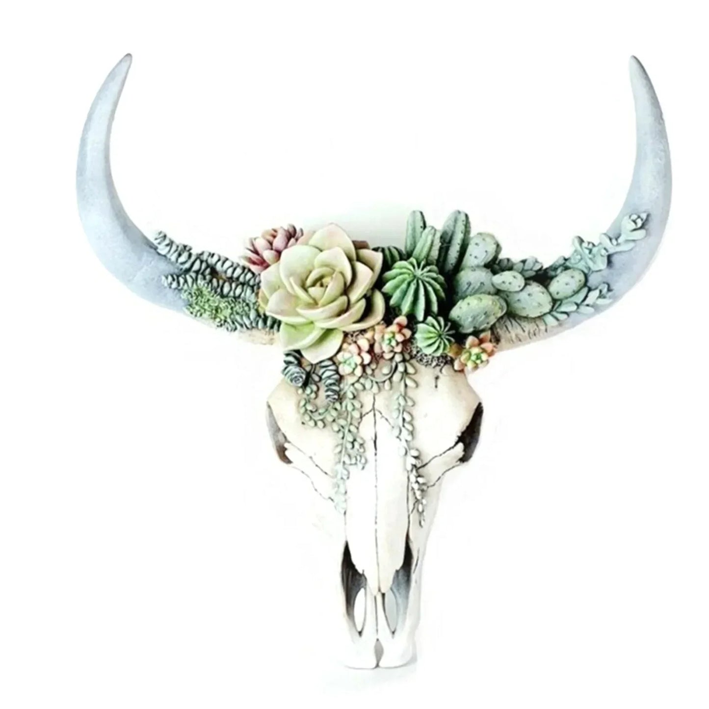 Skorter | Cow Skull - Bully - Wall Decoration with Flowers - Resin Home Decor