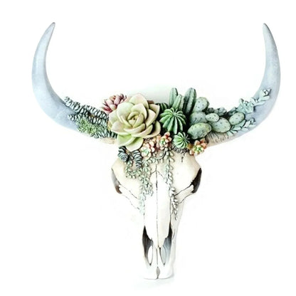 Skorter | Cow Skull - Bully - Wall Decoration with Flowers - Resin Home Decor