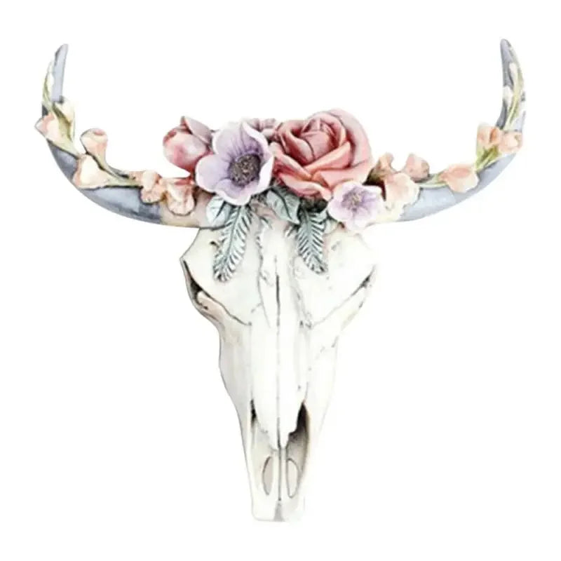 Skorter | Cow Skull - Bully - Wall Decoration with Flowers - Resin Home Decor