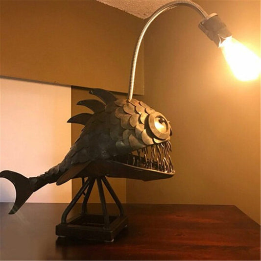 Skorter | Retro Table Lamp Anglerfish Light with Flexible Lamp Head Artistic Table Lamps for Home Bar Café Home Art Decorative Ornaments