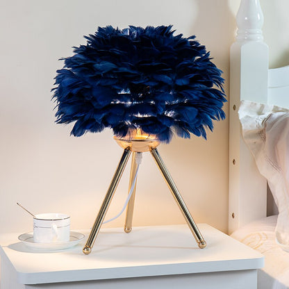 Skorter | Romantic Feather Table Lamp Modern Nightstand Lamp Living Room Café Decoration Wedding Christmas Gift Ostrich Feather Light