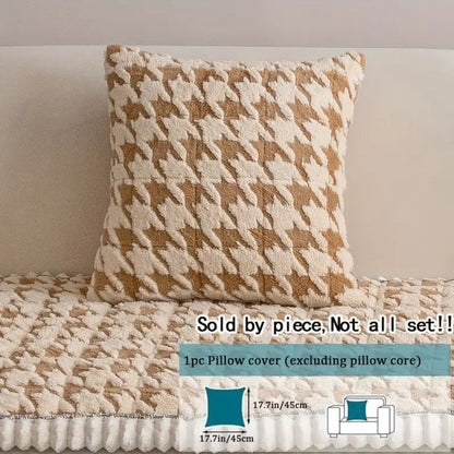 Skorter | Colourful Plush Houndstooth Sofa Cover and Cushion Cover