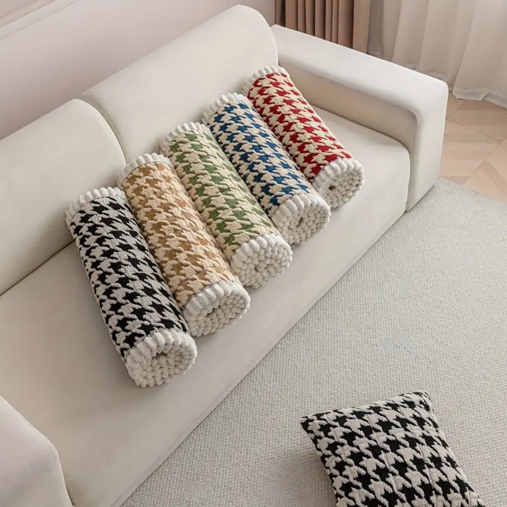 Skorter | Colourful Plush Houndstooth Sofa Cover and Cushion Cover