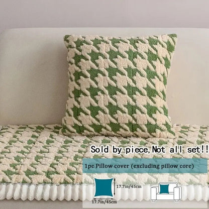 Skorter | Colourful Plush Houndstooth Sofa Cover and Cushion Cover