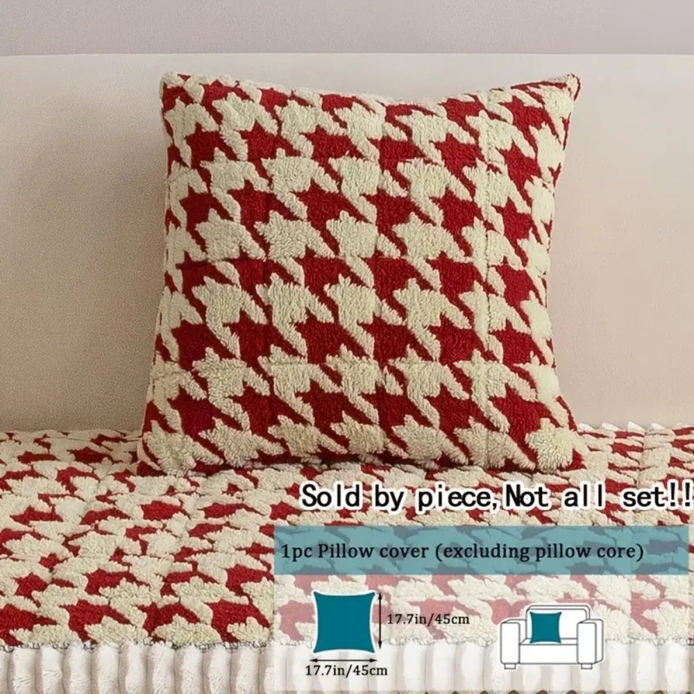 Skorter | Colourful Plush Houndstooth Sofa Cover and Cushion Cover