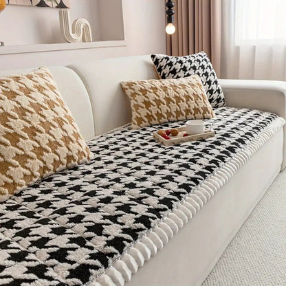 Skorter | Colourful Plush Houndstooth Sofa Cover and Cushion Cover