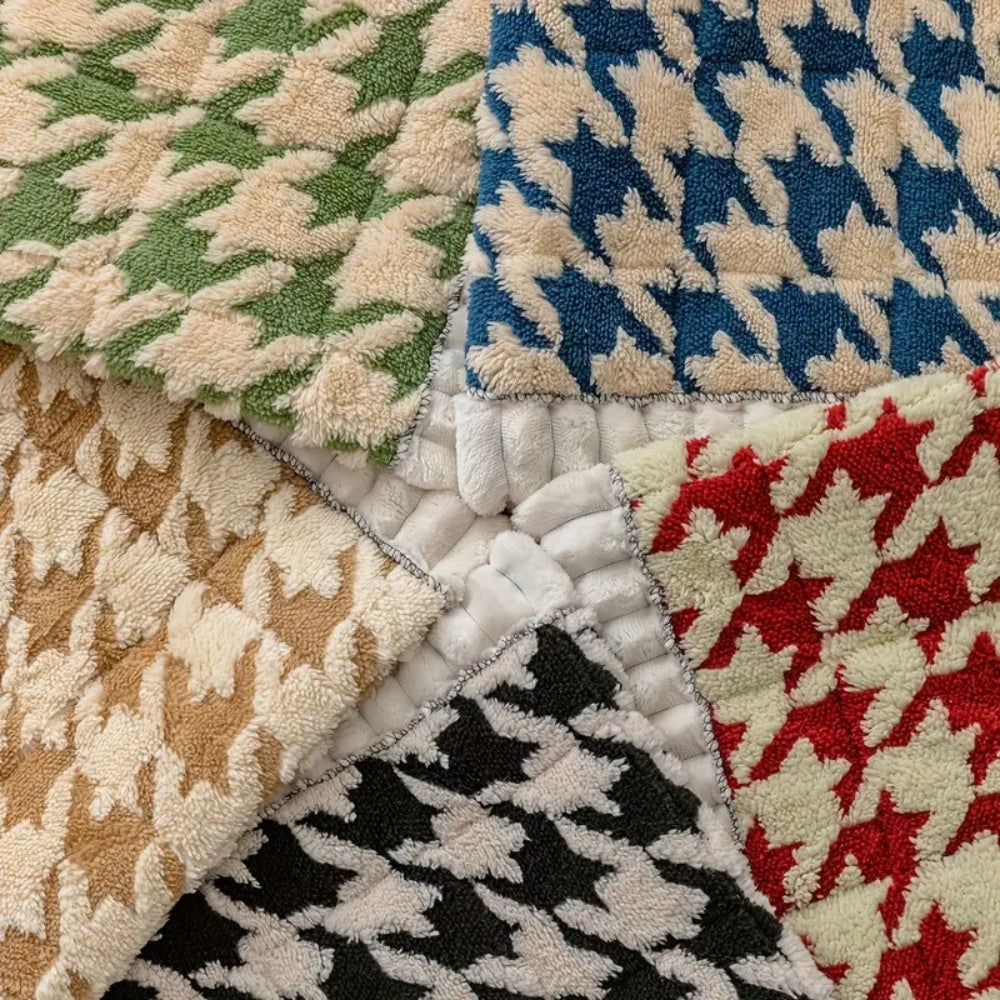 Skorter | Colourful Plush Houndstooth Sofa Cover and Cushion Cover