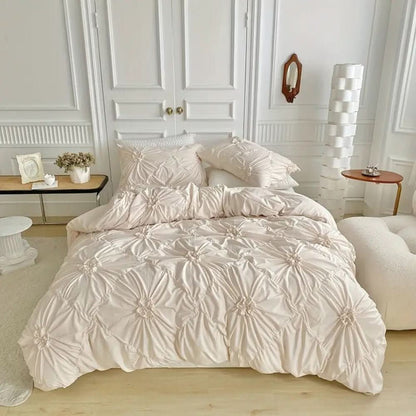 Skorter | Elegant Ruffle Flower Duvet Cover Set Made of Microfiber