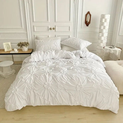 Skorter | Elegant Ruffle Flower Duvet Cover Set Made of Microfiber