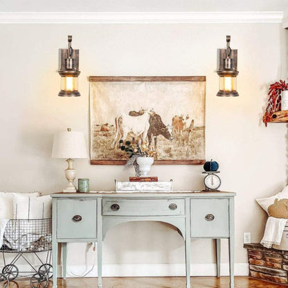 Skorter | Ruston Vintage Wall Light – Industrial Farmhouse Glass Wall Lamp