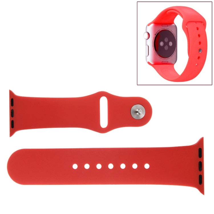 Skorter | For Apple Watch Sport 38mm High-Performance Rubber Sport Watch Band with Plug and Fold Closure (Red)