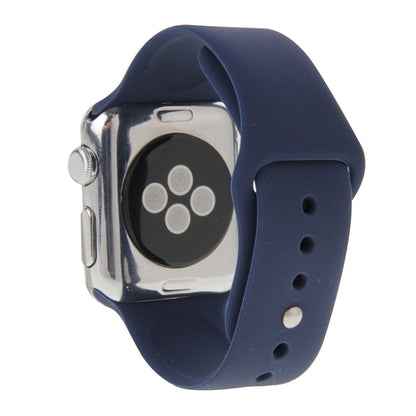Skorter | For Apple Watch Sport 38mm High Performance Longer Silicone Sports Watch Strap with Pin-and-Butterfly Clasp (Dark Blue)