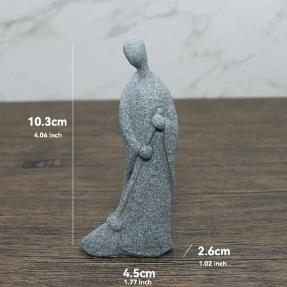 Skorter | Buddha Stone Statue Small Buddhist Monks Tibetan Buddhism Figures Zen Garden Ornament Meditation Home Aquarium Decoration