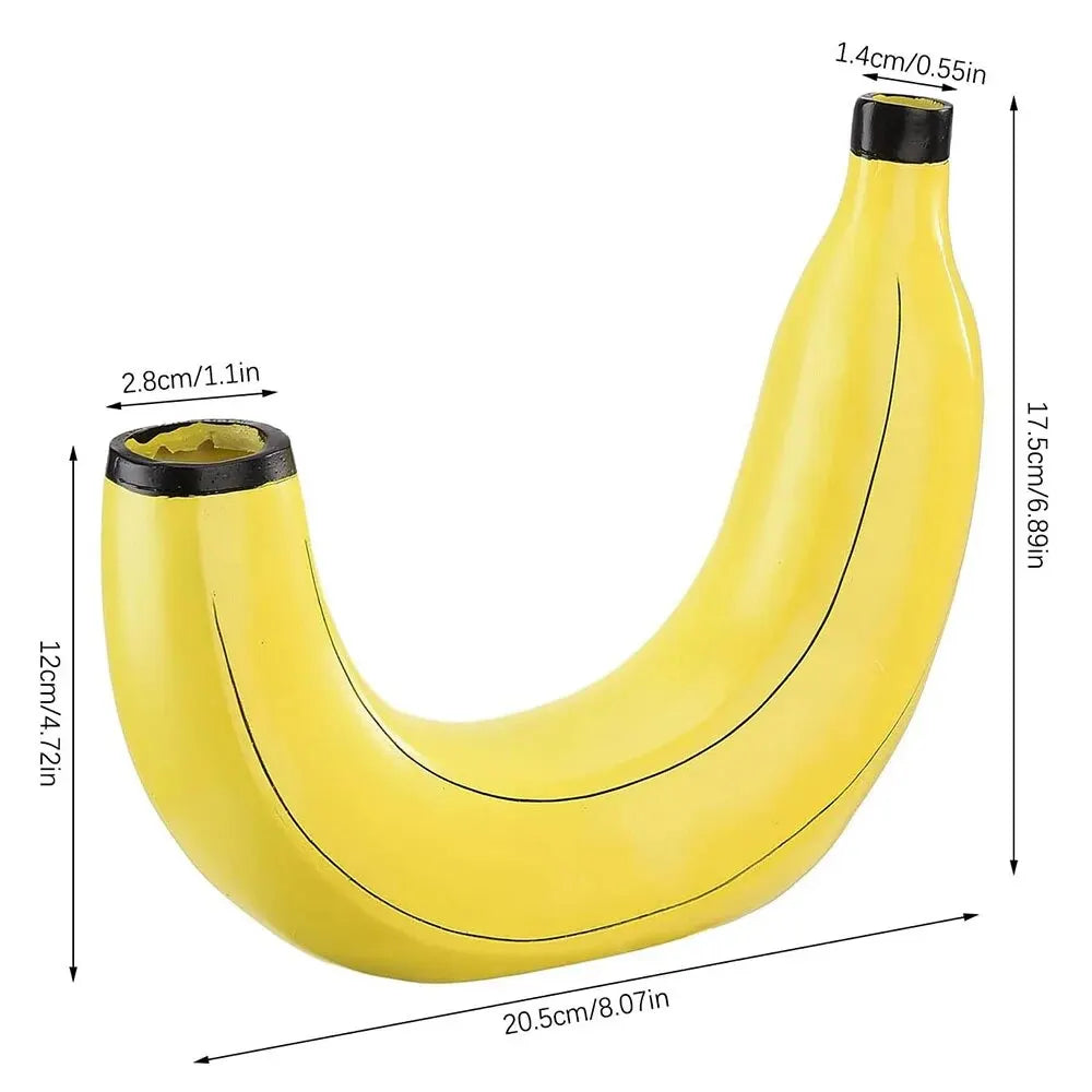 Skorter | Banana vase, flower vase made of resin, cute banana shape, decorative tabletop vase for flower arrangements, living room, bedroom, home decoration