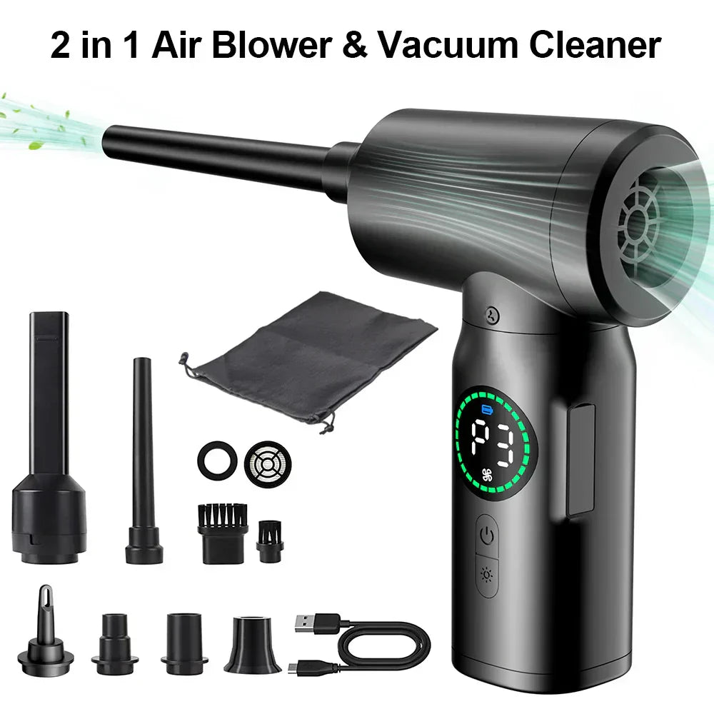 Skorter | 2-in-1 Portable Vacuum Cleaner & Blower | 7500mAh Battery, LED Light & Versatile for Home, Car & Office Cleaning